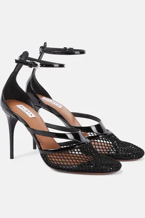 Alaïa Alaïa Pumps Infradito 90 aus Mesh mit Lackleder