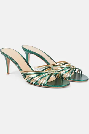 Gianvito Rossi Pantoletten Vyna 70 aus Metallic-Leder