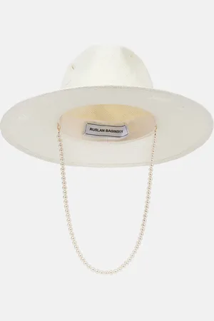 Ruslan Baginskiy Fedora-Hut aus Stroh mit Zierperlen