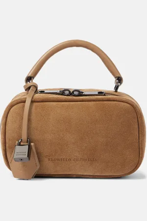 Brunello Cucinelli Tote Foulard Mini aus Veloursleder mit Leder