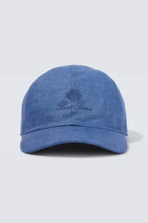 Loro Piana Bestickte Baseballcap aus Leinen-Canvas