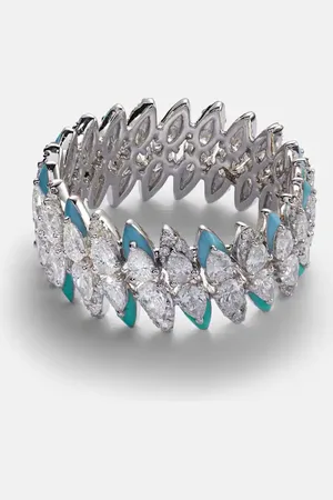 Kamyen Ring aus 18kt Weißgold mit Emaille und Diamanten