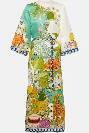 ALÉMAIS Alémais Bedrucktes Maxikleid aus Hanf und Seide