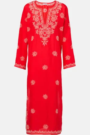 Juliet Dunn Bestickter Kaftan aus Seide