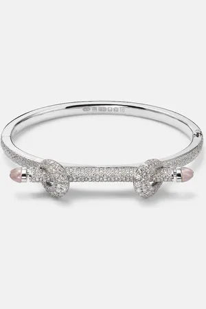 Ananya Armreif Chakra Icon aus 18kt Weißgold mit Diamanten und Quarz