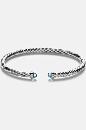 David Yurman Armreif Cable Flex aus Sterlingsilber mit 14kt Gelbgold und Topas