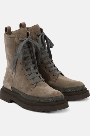 Brunello Cucinelli Schnürstiefel Monili aus Veloursleder
