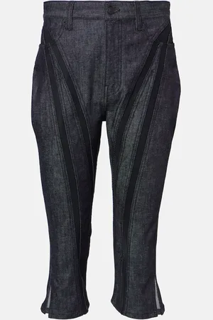 MUGLER Caprihose aus Denim mit Mesh