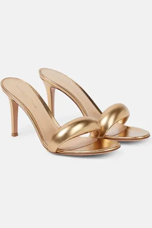 Gianvito Rossi Pantoletten Bijoux 85 aus Metallic-Leder