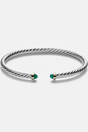 David Yurman Armreif Cable Flex aus Sterlingsilber mit 14kt Gelbgold und Onyx