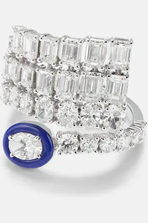 Kamyen Ring aus 18kt Weißgold mit Emaille und Diamanten