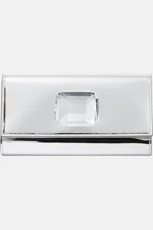 Gianvito Rossi Verzierte Clutch Jaipur aus Metallic-Leder
