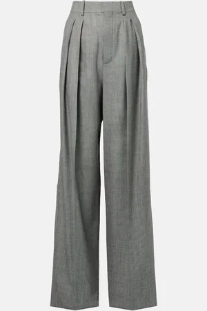 Saint Laurent Weite High-Rise-Hose aus Woll-Twill