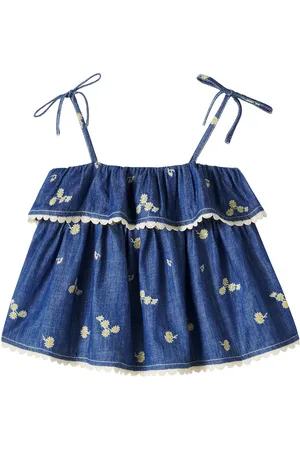 ZIMMERMANN Besticktes Top Lucky aus Denim