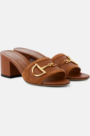Gucci Pantoletten Horsebit aus Veloursleder mit Leder