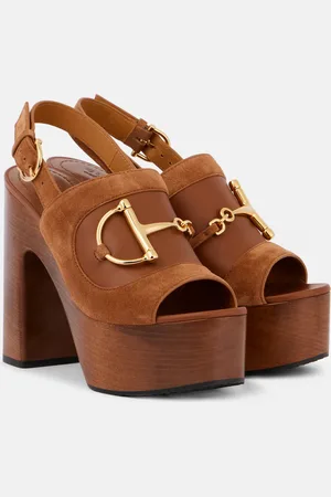 Gucci Slingback-Sandalen Horsebit aus Veloursleder