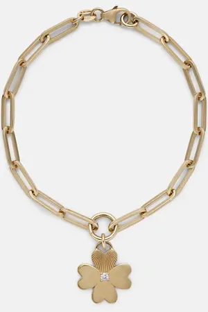 Foundrae Armband Four Heart Clover aus 18kt Gelbgold mit Diamant