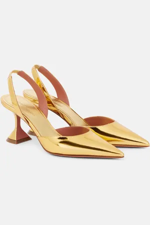Amina Muaddi Slingback-Pumps Holli 70 aus Metallic-Leder