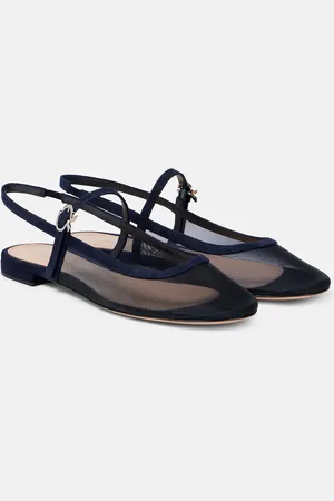 Gianvito Rossi Slingback-Ballerinas aus Mesh mit Veloursleder