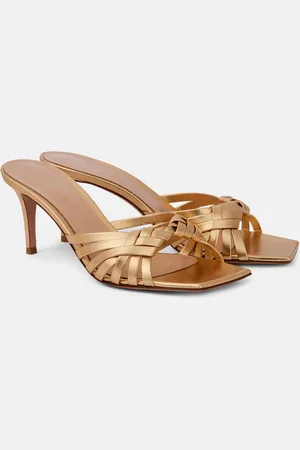 Gianvito Rossi Pantoletten Woven aus Metallic-Leder
