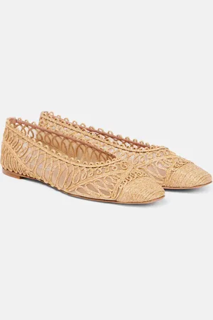 Aquazzura Ballerinas Kahlo mit Raffiabast und Mesh