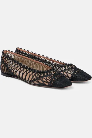 Aquazzura Ballerinas Kahlo mit Raffiabast und Mesh