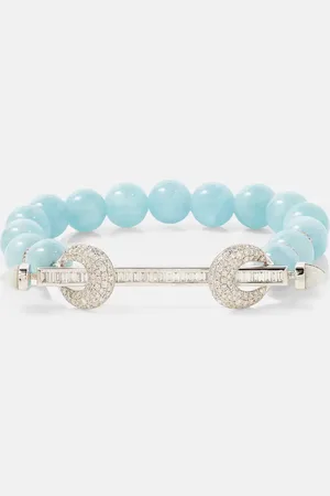 Ananya Armband Chakra aus Aquamarin mit 18kt Weißgold, Diamanten und Quarz
