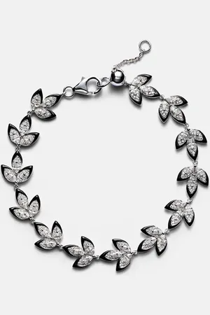 Kamyen Armband Enamel Leaf aus 18kt Weißgold mit Emaille und Diamanten
