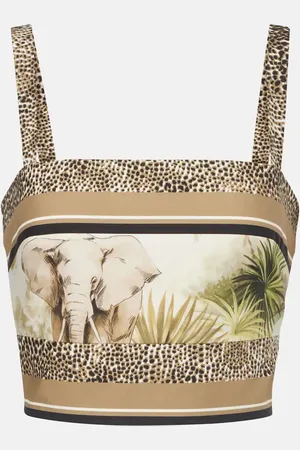 Elie saab Bedrucktes Cropped-Top aus Baumwolle