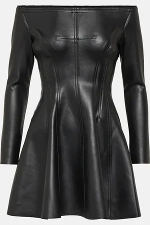 Norma Kamali Off-Shoulder-Minikleid Grace aus Lederimitat