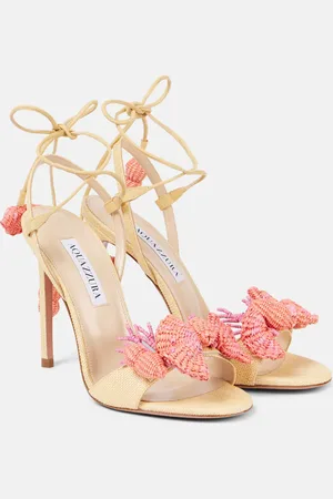 Aquazzura Sandalen Marea 105 aus Raffiabast mit Leder