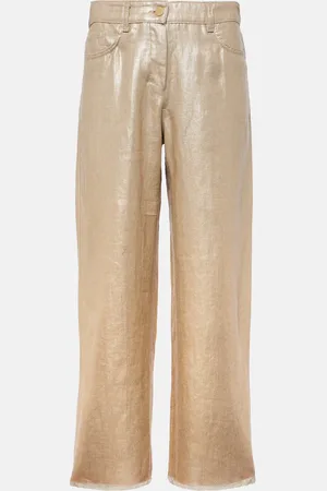 Max Mara Weite High-Rise-Hose aus Leinen