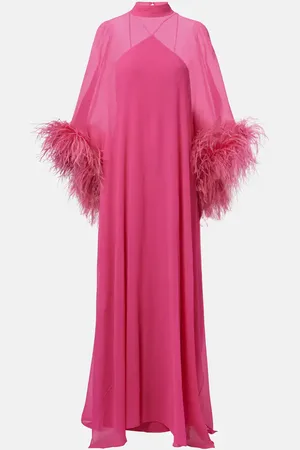 ‎Taller Marmo‎ Kaftan Penelope aus Seide mit Federn