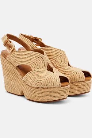 Robert Clergerie Plateausandalen Dolce aus Raffiabast