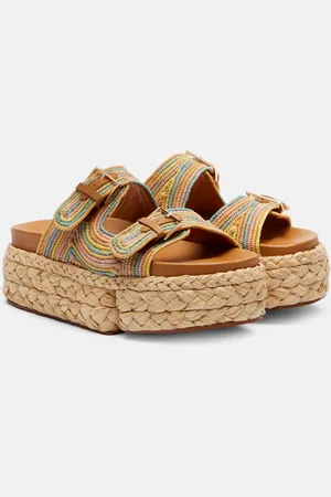 Robert Clergerie Plateausandalen Quinie aus Raffiabast
