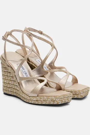 Jimmy Choo Wedge-Sandalen Ayla 110 aus Metallic-Leder