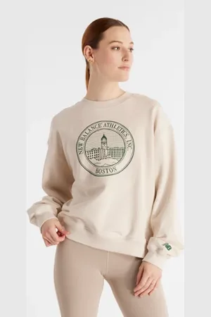 New Balance Damen Athletics French Terry Crest Crew in , Baumwolle, Größe L