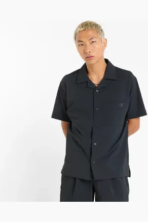 New Balance Herren Seersucker Button Up Short Sleeve in , Polywoven, Größe 2XL
