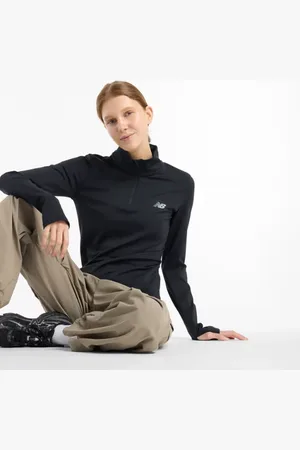 New Balance Damen Script Quarter Zip in , Polywoven, Größe L