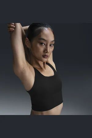 Nike Zenvy Rib gepolsterter Longline-Sport-BH mit leichtem Halt