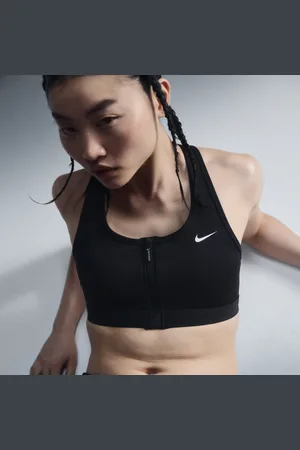 Nike Swoosh Front Zip gepolsterter Sport-BH mit mittlerem Halt für Damen