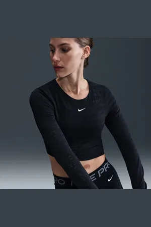 Nike Pro Dri-FIT Jacquard-Longsleeve im Crop-Design (Damen)