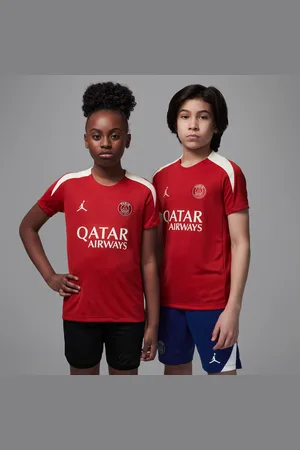 Jordan Paris Saint-Germain Strike Fourth Dri-FIT Kurzarm-Fußballoberteil aus Strickmaterial (ältere Kinder)