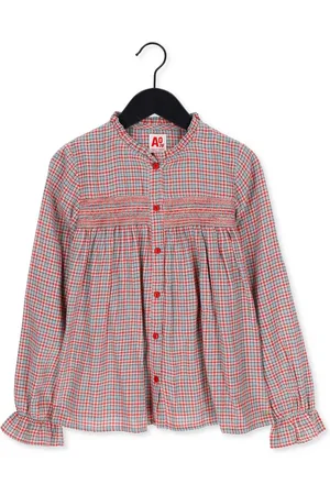 AO76 Mädchen Blusen Inuit Red Check Shirt - - Größe 104