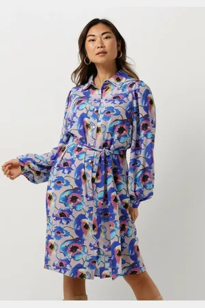 Jansen Amsterdam Damen Kleider Pf508 Printed Long Sleeve Blouse Dress - - Größe XL