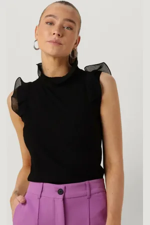 Jansen Amsterdam Damen Tops & T-Shirts V309 Top Sleeveless With Ruffle Details - - Größe XL