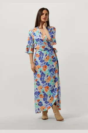 Jansen Amsterdam Damen Kleider Wp549 Printed Long Wrap Dress - - Größe XS