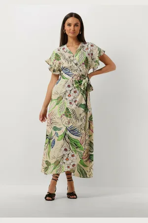 Jansen Amsterdam Damen Kleider Wb566 Printed Wrap Long Dress - - Größe XS