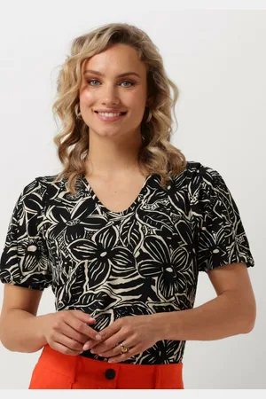 Jansen Amsterdam Damen Tops & T-Shirts Vfb179 Printed Top Short Sleeve V-neck - - Größe XXL
