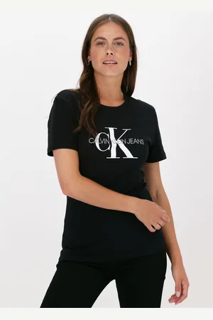 Calvin Klein Damen Tops & T-Shirts Core Monogram Logo Regular Fit - - Größe XL
